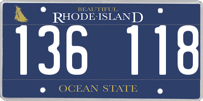 RI license plate 136118