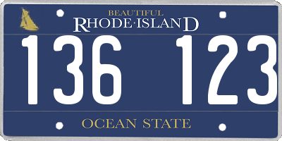 RI license plate 136123