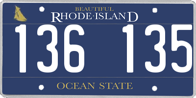 RI license plate 136135