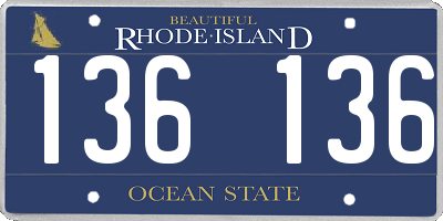 RI license plate 136136