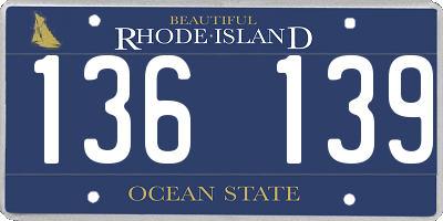 RI license plate 136139