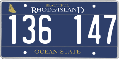 RI license plate 136147