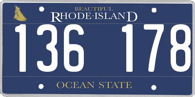 RI license plate 136178