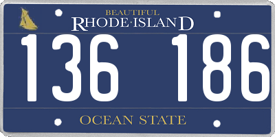 RI license plate 136186