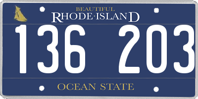 RI license plate 136203