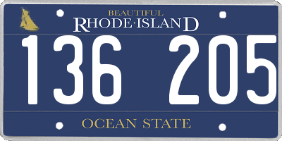 RI license plate 136205