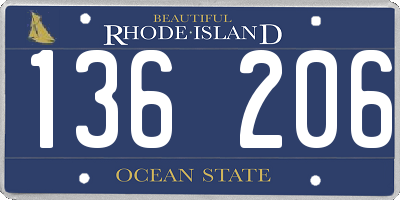 RI license plate 136206