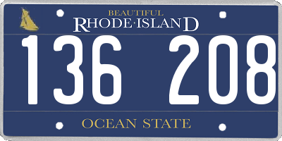RI license plate 136208