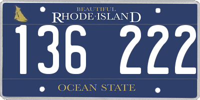 RI license plate 136222