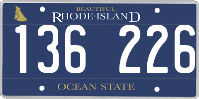 RI license plate 136226