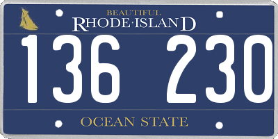 RI license plate 136230