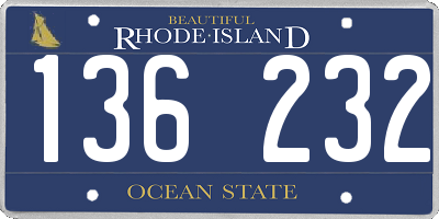 RI license plate 136232