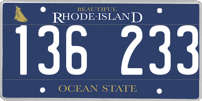 RI license plate 136233