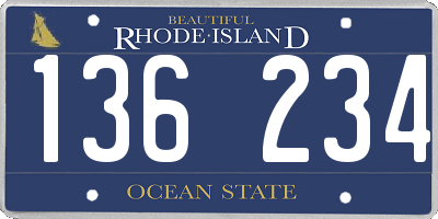 RI license plate 136234