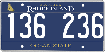 RI license plate 136236