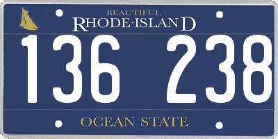 RI license plate 136238