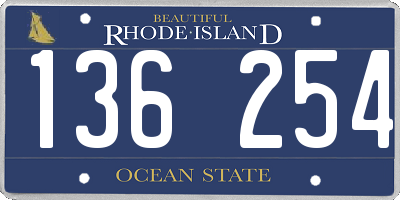 RI license plate 136254