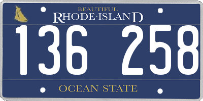 RI license plate 136258