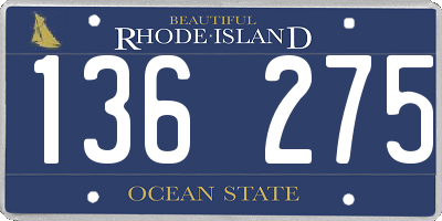 RI license plate 136275