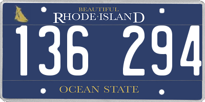 RI license plate 136294