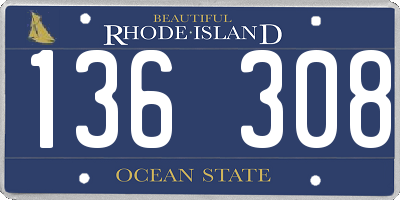 RI license plate 136308