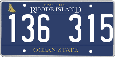 RI license plate 136315