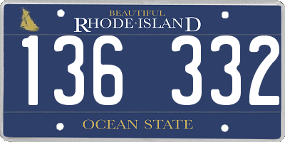 RI license plate 136332