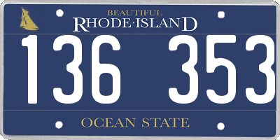 RI license plate 136353