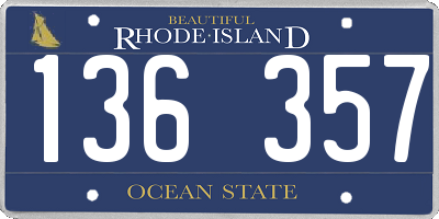 RI license plate 136357
