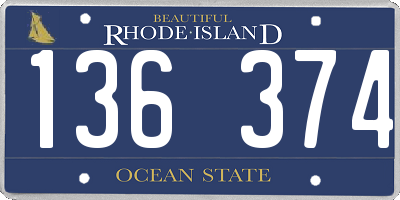 RI license plate 136374