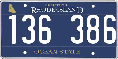RI license plate 136386