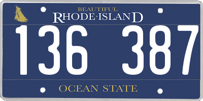 RI license plate 136387