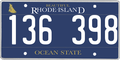 RI license plate 136398