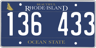 RI license plate 136433