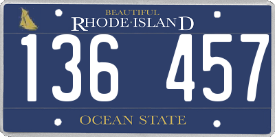 RI license plate 136457