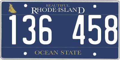 RI license plate 136458