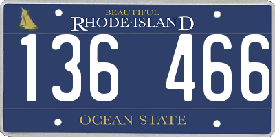 RI license plate 136466