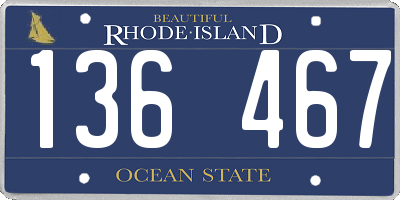 RI license plate 136467