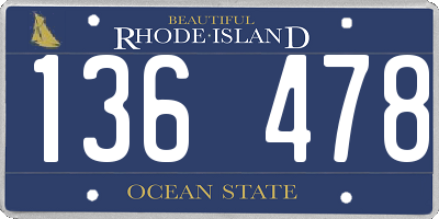 RI license plate 136478