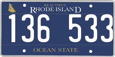 RI license plate 136533