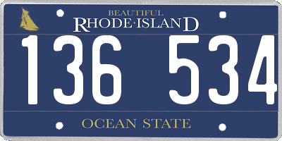 RI license plate 136534