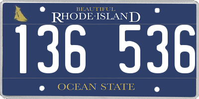 RI license plate 136536