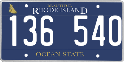 RI license plate 136540