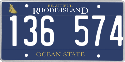 RI license plate 136574