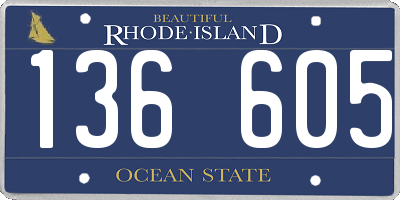 RI license plate 136605