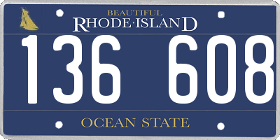 RI license plate 136608
