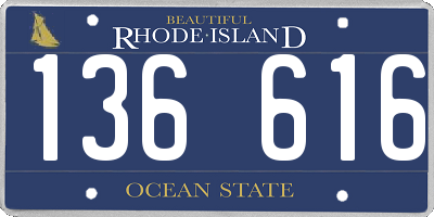 RI license plate 136616