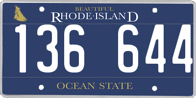 RI license plate 136644
