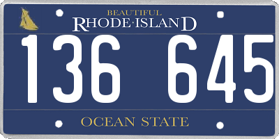 RI license plate 136645