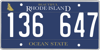 RI license plate 136647
